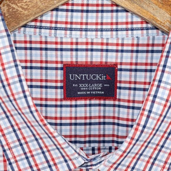 UNTUCKit Men's Button up Shirt in Blue Red check Cotton size 3XL - Picture 3 of 5